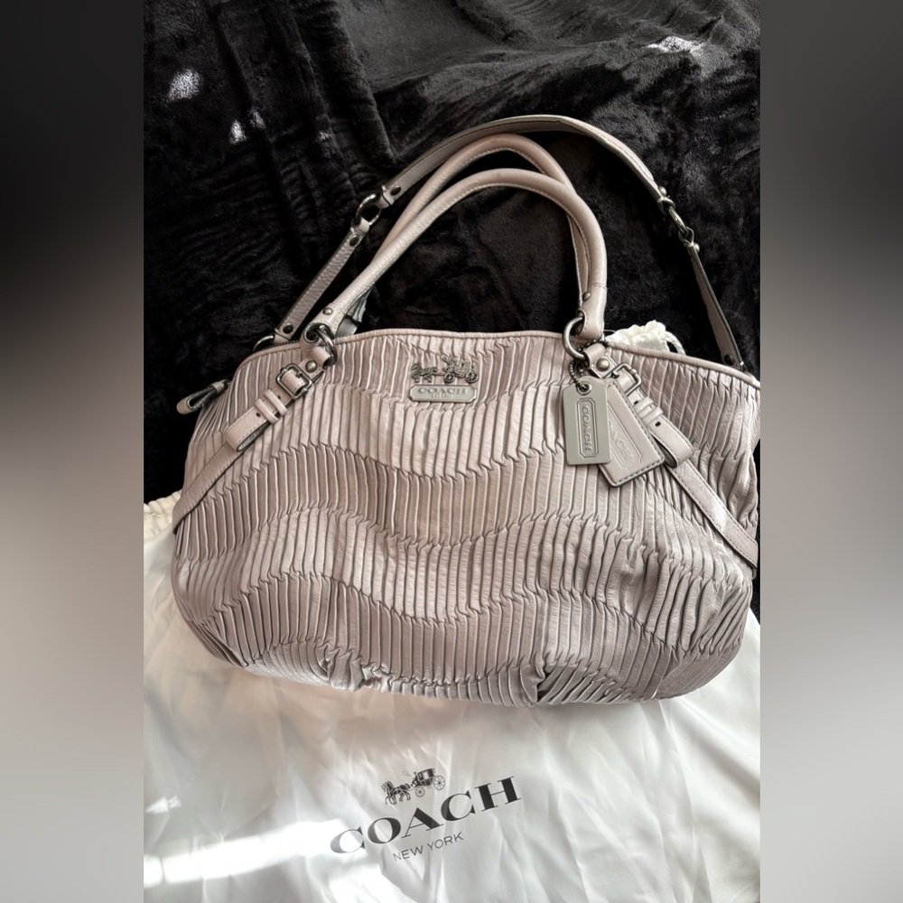 Coach Madison Silver Pleated Shoulder Bag